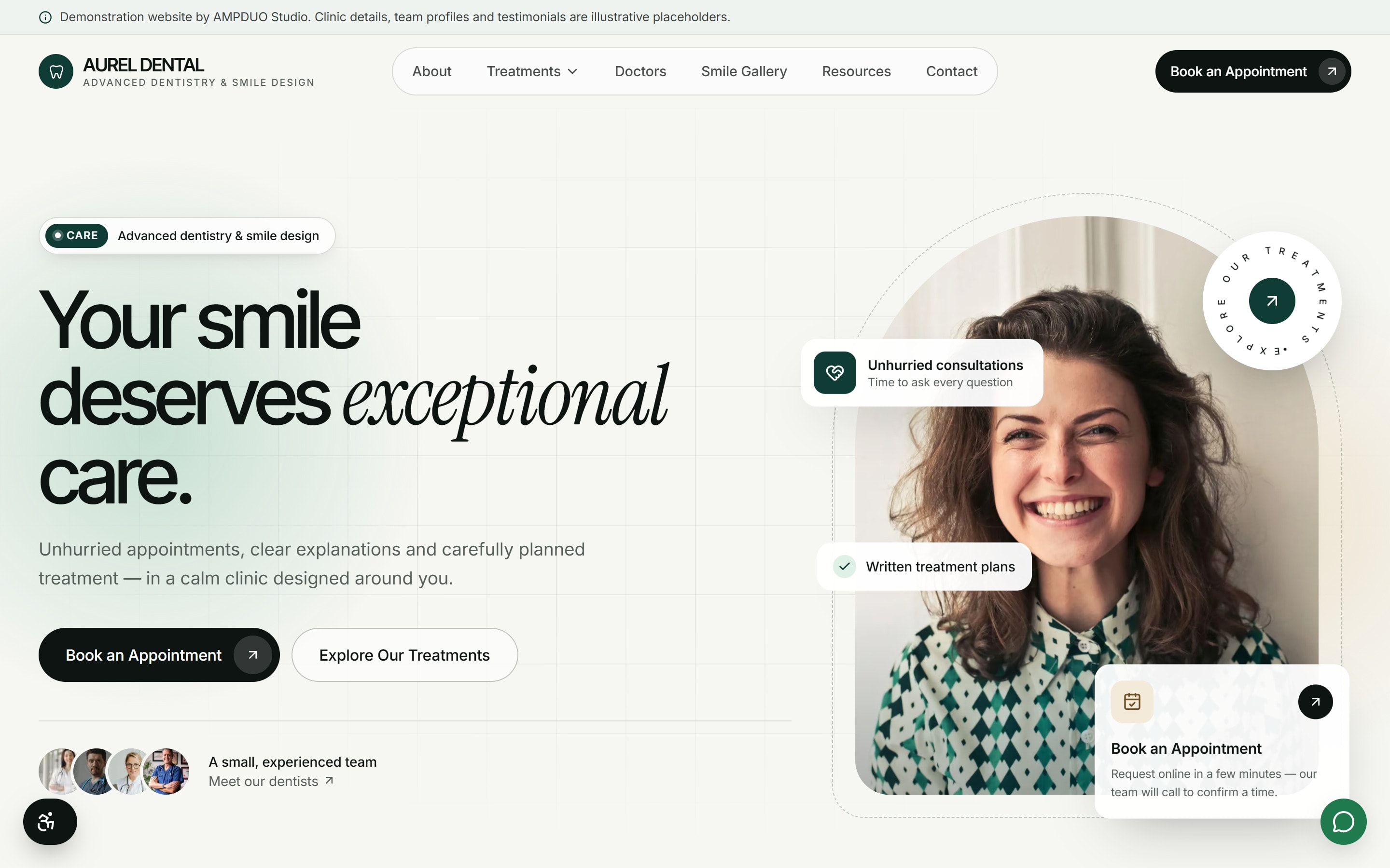 Aurel Dental homepage: your smile deserves exceptional care